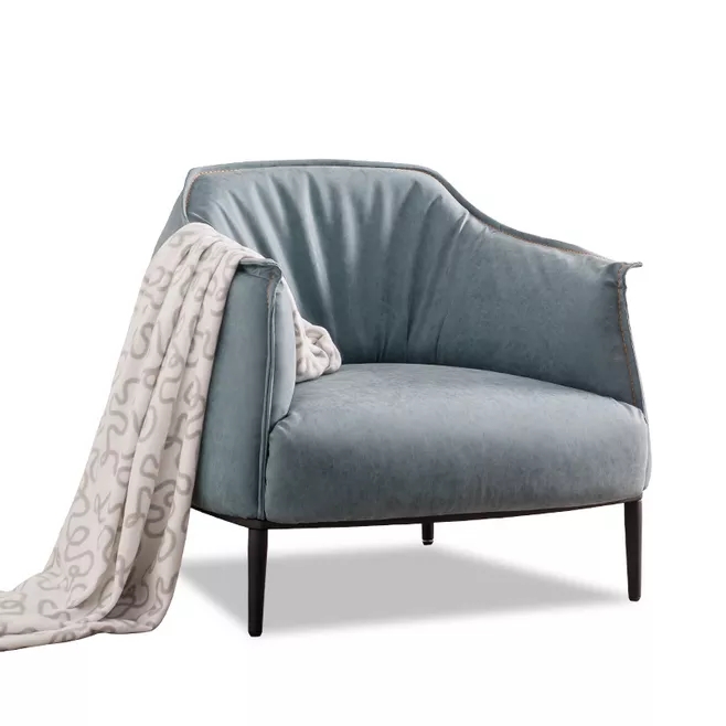 休閑沙發(fā)椅Archibald Armchair設(shè)計師Jean-Marie Massaud真皮會客椅