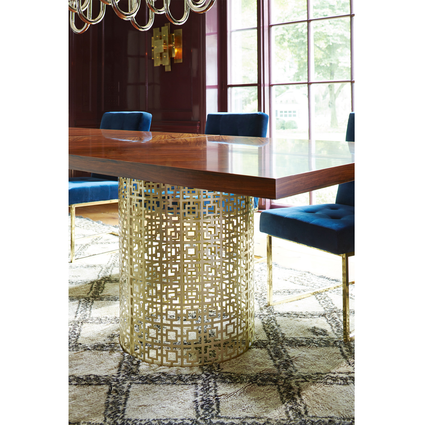 不銹鋼金色木質(zhì)茶幾NIXON DINING TABLE, ROSEWOOD 尼克松餐桌,紫檀