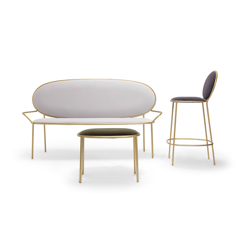 金色雙人沙發(fā)椅Stay Bench 130cm酒店會所別墅家具定制  西餐廳珠寶店