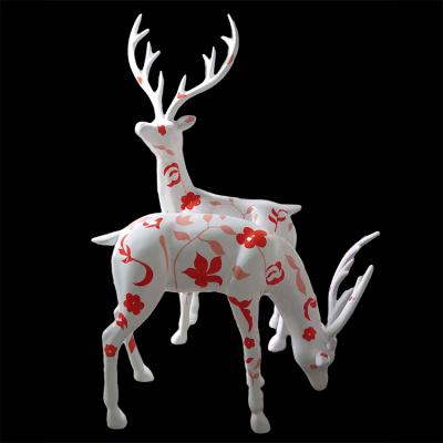 時(shí)尚創(chuàng)意彩繪梅花鹿雕塑 餐廳酒吧主題公園裝飾品仿真擺件