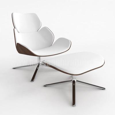 蝦仁椅Shrimp Chair 帶腳踏 經(jīng)典設(shè)計師休閑躺椅 彎板曲木真皮樣品房椅