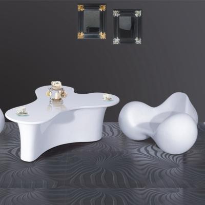 簡約時尚玻璃鋼白色圓弧三角洽談桌 戶外時尚餐桌 Y字咖啡桌