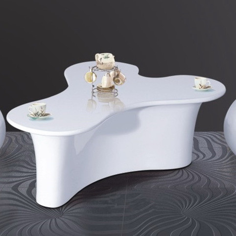 簡約時尚玻璃鋼白色圓弧三角洽談桌 戶外時尚餐桌 Y字咖啡桌