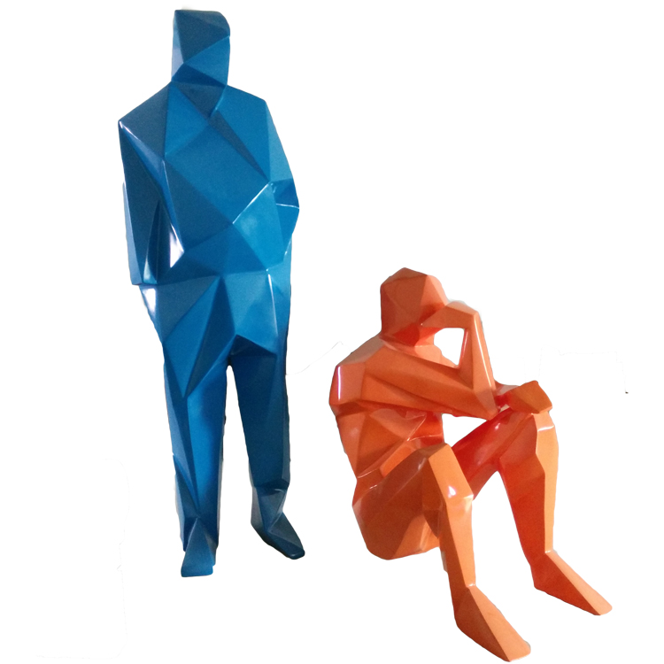 現(xiàn)代創(chuàng)意玻璃鋼切面雕塑人物擺件 酒店咖啡館商場家裝飾品工藝品