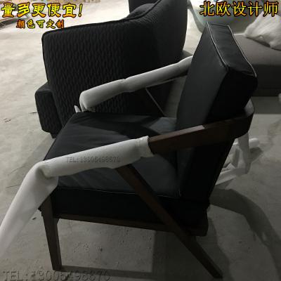 實物北歐美休閑椅會所椅實木椅 規(guī)格/面料/顏色可定制家具