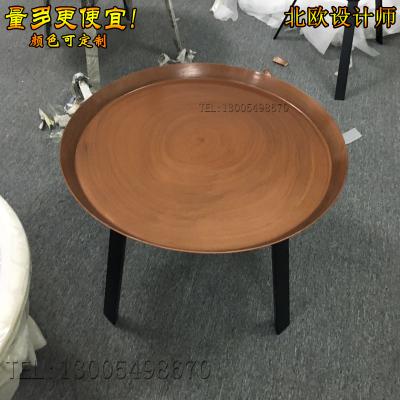 實(shí)物現(xiàn)貨五金鐵制/不銹鋼圓盤創(chuàng)意邊幾稻殼茶幾客廳現(xiàn)貨酒吧店樣品房餐廳