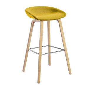 HAY吧椅全軟包AAS33 坐墊木腳吧臺(tái)椅丹麥 Hee Welling