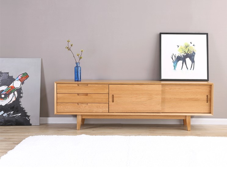 現(xiàn)貨:來圖定制定做 實(shí)木電視柜白橡木 胡桃木色推拉門 原木色