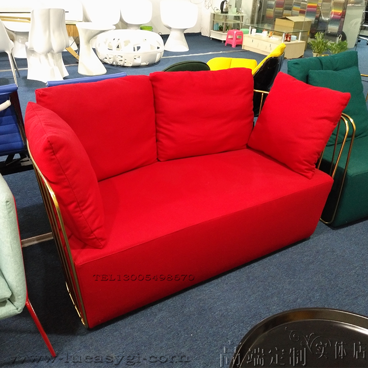 雙人位沙發(fā) 不銹鋼電鍍金色銀色布藝 新娘軟體藝術(shù)顏色可定制沙發(fā)