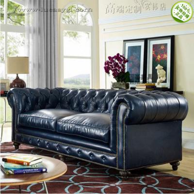 歐式美式雙人位沙發(fā) 高端個性復(fù)古家具顏色面料定制 實木腳酒店家用