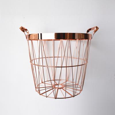 玫瑰金收納籃家居收納筐鐵藝 北歐攝影裝飾擺件 大師家具設(shè)計網(wǎng)