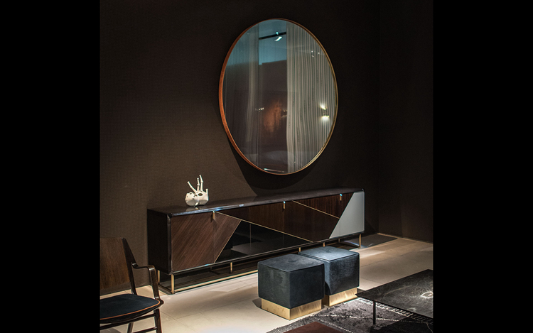 意大利家具邊柜 不銹鋼電鍍金色腳實木柜展示柜 高端金屬五金柜