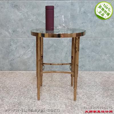 不銹鋼電鍍玫瑰金茶幾 亮光邊幾角幾 北歐歐美家具高端個性定制