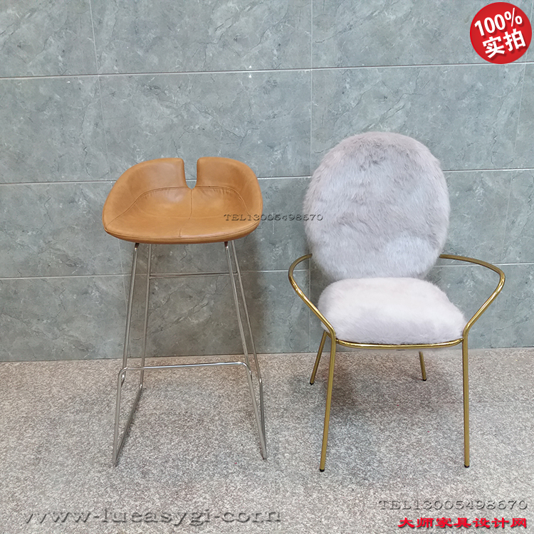 U盤不銹鋼吧椅  玻璃鋼內(nèi)架 顏色面料可定制 北歐家具1比1高端定制