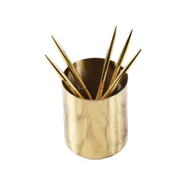 北歐丹麥設(shè)計 黃銅金色筆筒美式田園花瓶樣板房擺件化妝刷筒 家具飾物