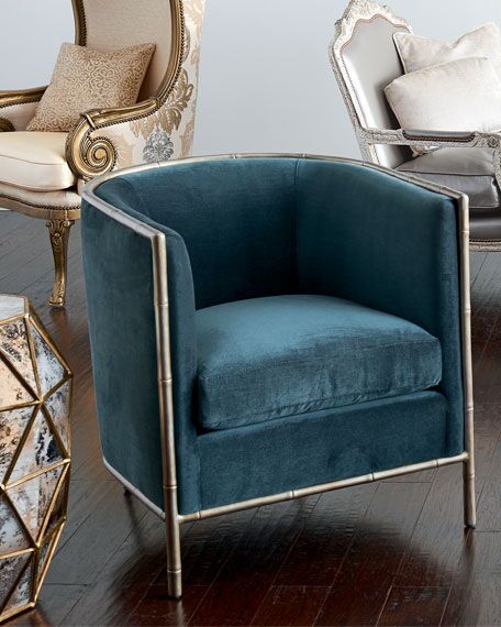北歐歐美家具高端個性定制Luella Blue Velvet Chair  五金家具