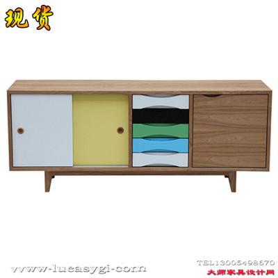 北歐設計師家具 實木柜  儲物柜 餐邊柜 餐置柜 電視柜 多格 抽屜柜彩色兒童柜