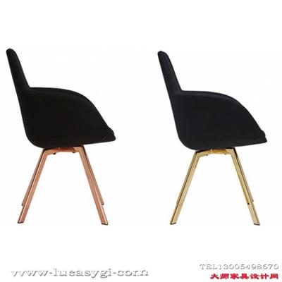 北歐餐椅金屬腳高背單椅現(xiàn)代簡(jiǎn)約布藝書桌電腦椅 面料顏色可定制 高端家具