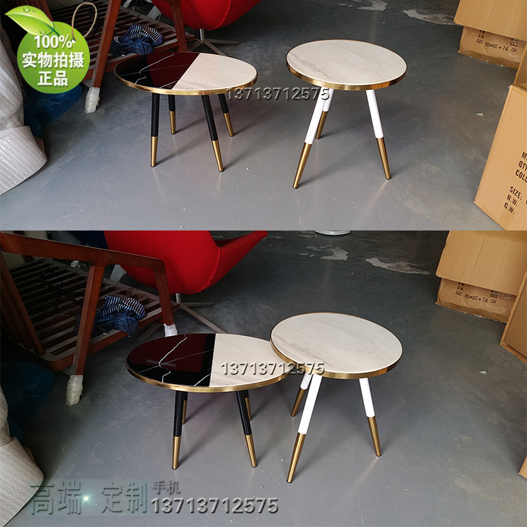 橢圓正圓茶幾 不銹鋼電鍍雙色黑白邊幾角邊 大理石 店鋪裝飾廚窗