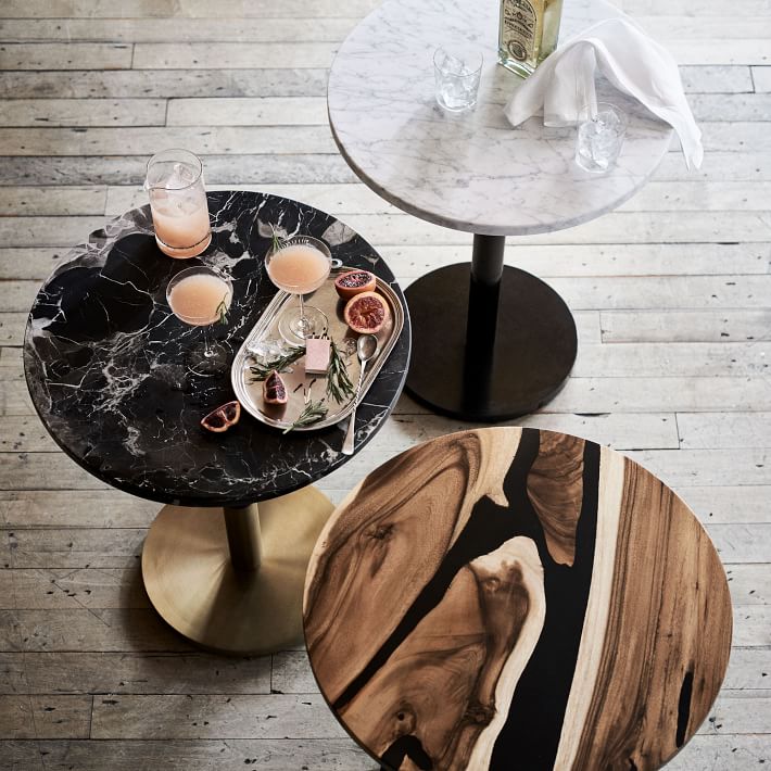 黑色大理石圓小酒館桌子大小茶幾邊幾角幾 Black Marble Round Bistro Table - Small Large
