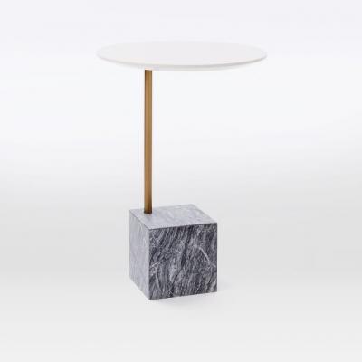 Cube C-Side Table - White/Gray Marble 立方體c邊桌-白色/灰色大理石 實木不銹鋼電鍍銅色 茶幾邊幾角幾