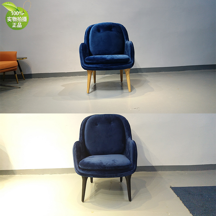 北歐設(shè)計(jì)師休閑椅 布藝PU實(shí)木腳會(huì)所服裝廚窗展示擺設(shè)裝飾家具 顏色面料可定制