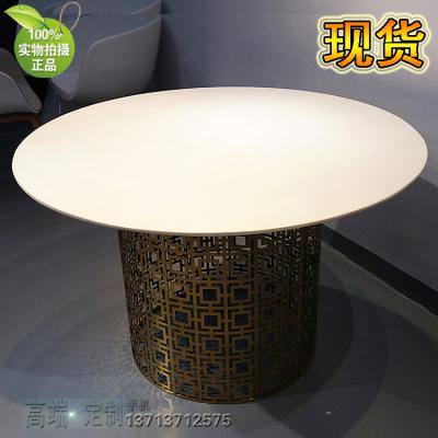 [有貨]Table 尼克松餐桌臺咖啡桌 方形餐桌茶幾大理石金色不銹鋼 時尚餐桌 展示會展議酒店