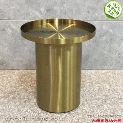 [有貨] 圓柱形茶幾香檳金玫瑰金 銅色 不銹鋼電鍍高端拉絲鏡面亮光家具