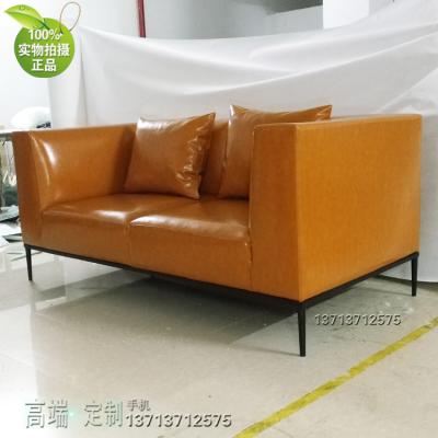 雙人PU沙發(fā)仿真皮 北歐設(shè)計(jì)師 簡(jiǎn)潔五金辦公酒店會(huì)所 家用商用