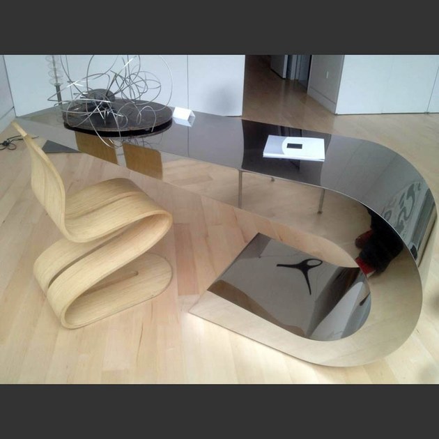 U型L型前臺(tái)電腦桌 不銹鋼電鍍展示桌純潔情感 Lamberti Design ONDA C 小款茶幾