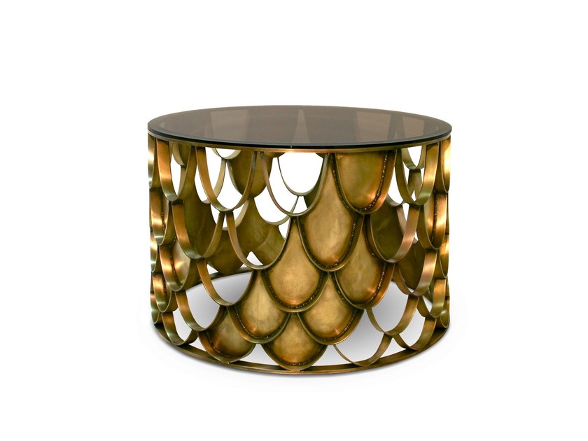 不銹鋼電鍍大理石鋼化玻璃茶幾 BRABBU MANUK Round brass coffee table