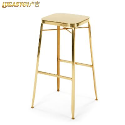 實物拍照照片 中式五金鐵不銹鋼電鍍酒店會所酒吧吧椅 英國設(shè)計師家具 玫瑰金香檳金