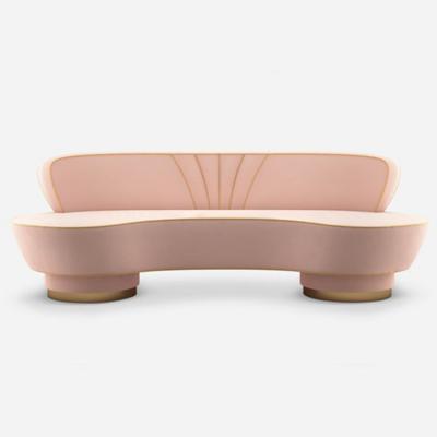 圓柱雙腳 塔腳 不銹鋼金色 圓形 包邊線條 雙人三人四人沙發(fā) Ottiu HEDY Fabric sofa