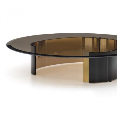 Minotti BANGLE 圓咖啡桌 客廳圓形玻璃茶幾 手鐲桌子