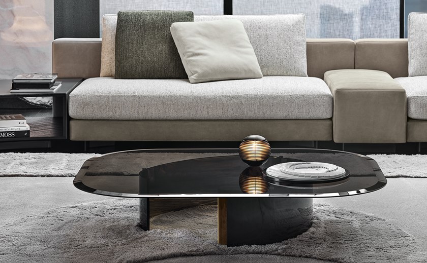 Minotti BANGLE 圓咖啡桌 客廳圓形玻璃茶幾 手鐲桌子