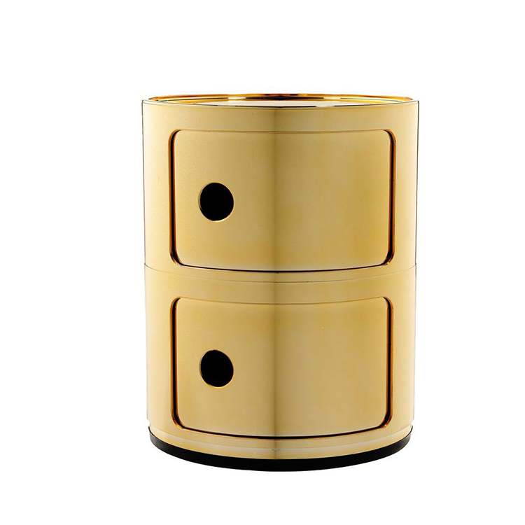 五斗柜 油灌床頭柜 不銹鋼金色 五金彩色雙門圓柱形 雙層 家具