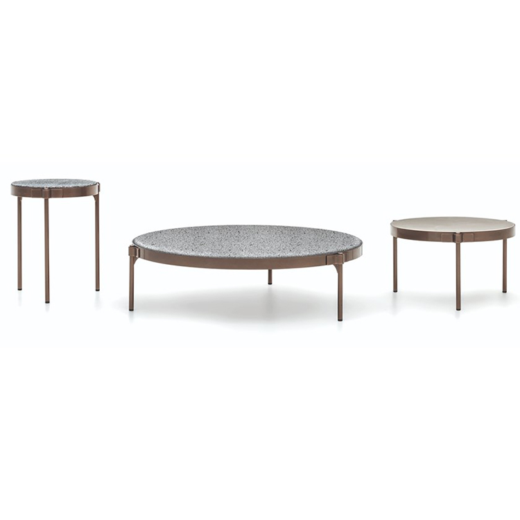 新品 Minotti TAPE CORD OUTDOOR 茶幾 設(shè)計者Tape Cord Outdoor 不銹鋼電鍍銅色茶幾花園扣