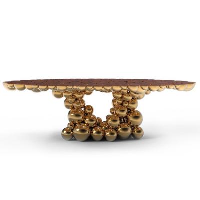 Boca do Lobo Newton dining table牛頓桌子奢華高質(zhì)量鍍金球體黃銅半球 餐桌辦公會(huì)議大班桌