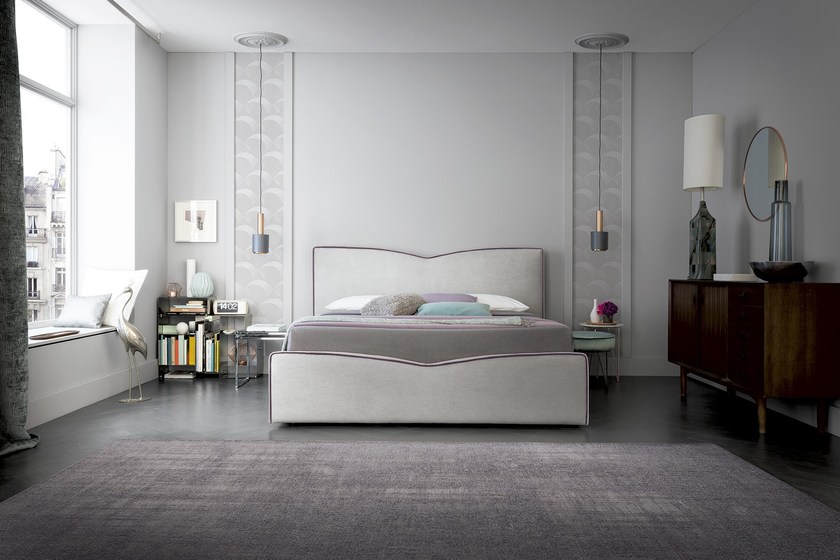 貓屬梅根床彩色裝飾女性空間床鋪 外國品牌設(shè)計師床鋪紫色布藝條