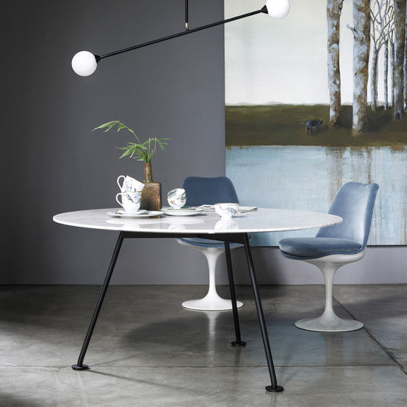 意大利  皮埃爾? 里梭尼 蚱蜢高圓桌五金鐵烤漆不銹鋼電鍍腳 實木大理石桌面餐椅茶幾