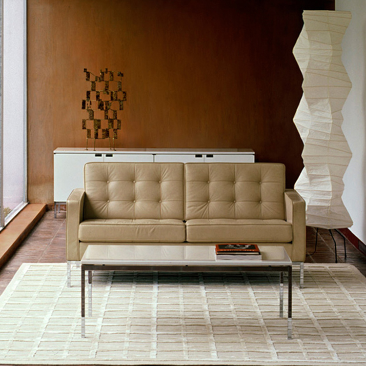 美國弗洛倫斯·諾爾 躺椅 雙人位沙發(fā)辦公室具不銹鋼鐵烤漆腳架軟包布藝皮革真皮沙發(fā)