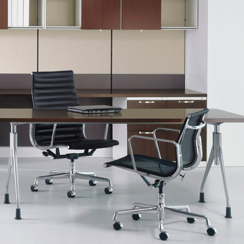 ?埃伊姆斯鋁組椅鋁合金老板椅 不銹鋼可轉(zhuǎn)腳設(shè)計(jì)師轉(zhuǎn)椅高背真皮軟包電腦椅 休閑椅行政會(huì)議椅