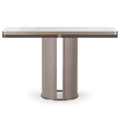 零字形T字 O型玄關(guān)桌 安德里亞·博尼尼 意大利風(fēng)格 不銹鋼電鍍銅色玫瑰金 大理石實木桌面