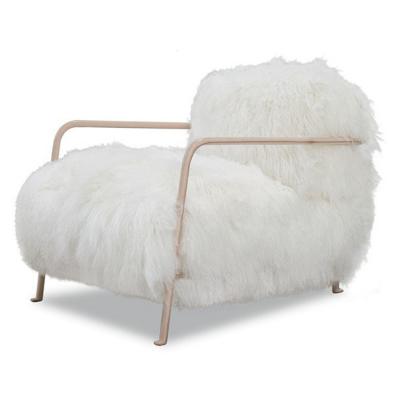 新品巴克斯特百特布魯塞爾沙發(fā)椅 毛絨絲條 皮革 不銹鋼電鍍銅色金色鐵烤漆 單人位休閑椅