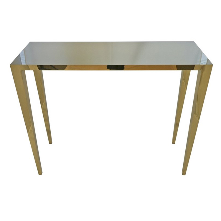 金鏡面拋光不銹鋼框架豪華空間家具 亮面電鍍無指紋 防銹餐桌黃金玄關(guān)桌