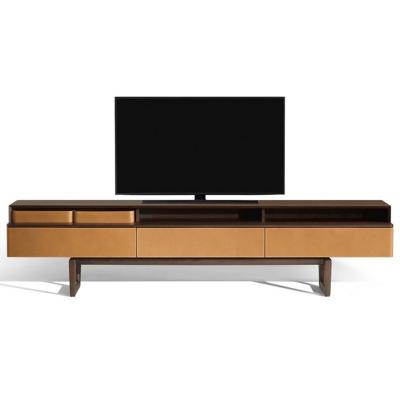 波爾托那?弗勞意大利 費德里奧電視柜 不銹鋼電鍍實木皮藝軟包 品質家具