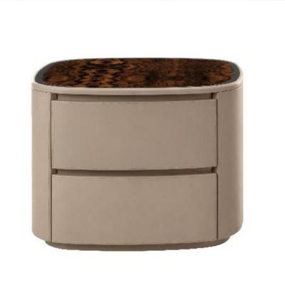 BENTLEY HOME賓利家具HAROLD BEDSIDE TABLE哈羅德床頭柜抽屜柜彎曲軟包包邊大理石