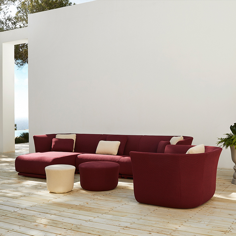 VONDOM溫和的|花園半圓 弧形坐墊凳系列 冰雪藍(lán) 大紅 設(shè)計(jì)師 Marcel Wanders