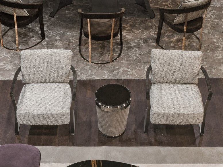 休閑椅餐椅 意大利Longhi KATHRYN安樂椅 不銹鋼五金金色電鍍鋼鐵烤漆布藝皮質(zhì)真皮定制家具