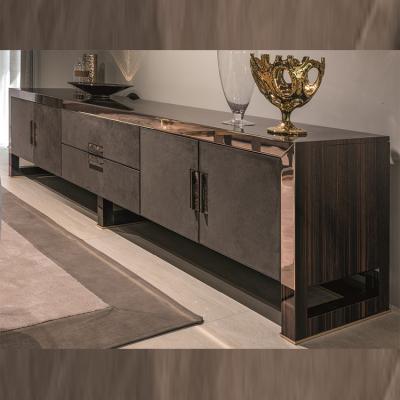 意大利Longhi  不銹鋼電鍍實木硬包軟包柜  ARMAD電視柜 置物柜 抽屜儲物柜輕奢家具定制